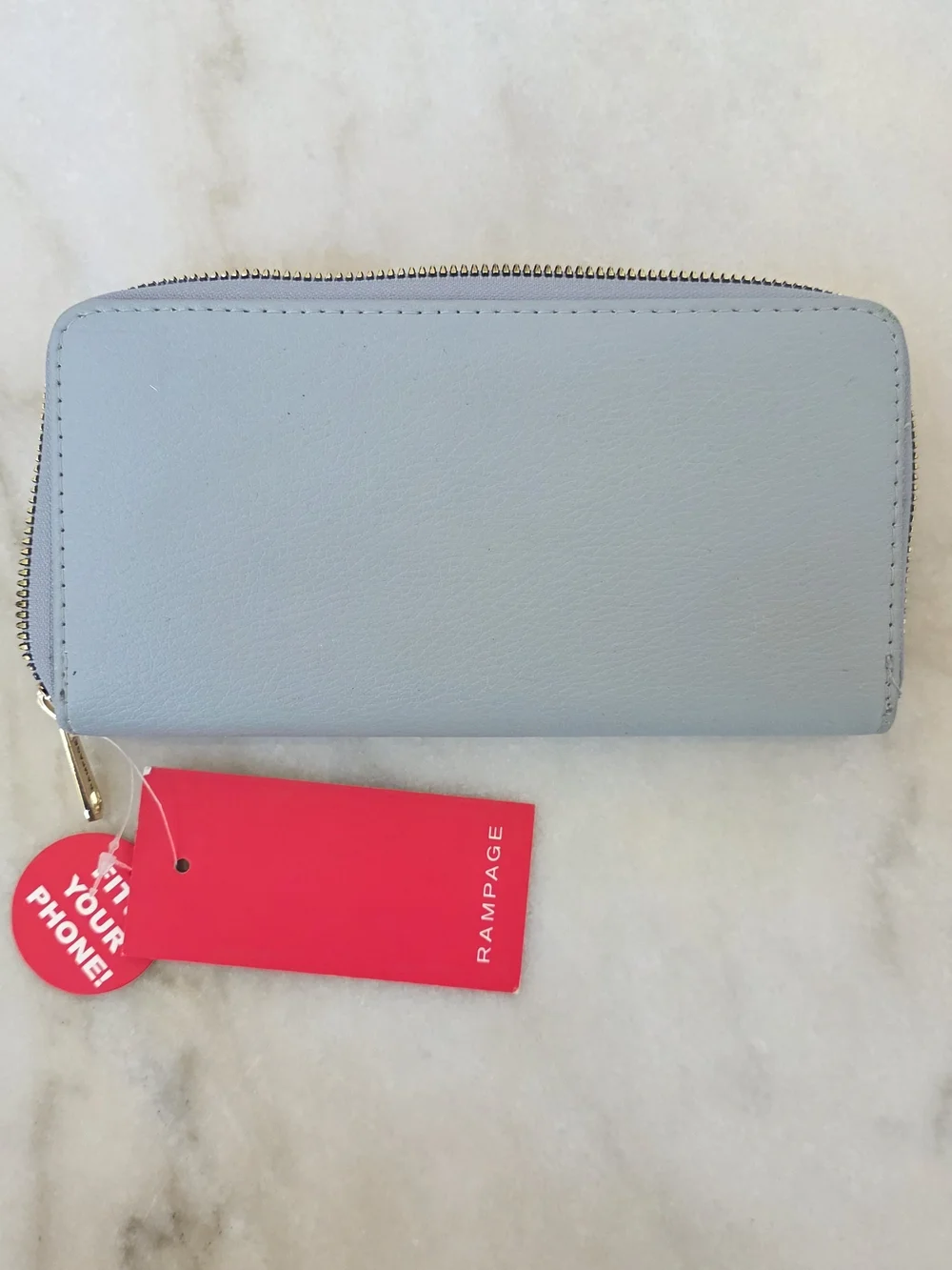 Rampage Pale Blue Zip-Around Wallet with Gold Hardware NWT